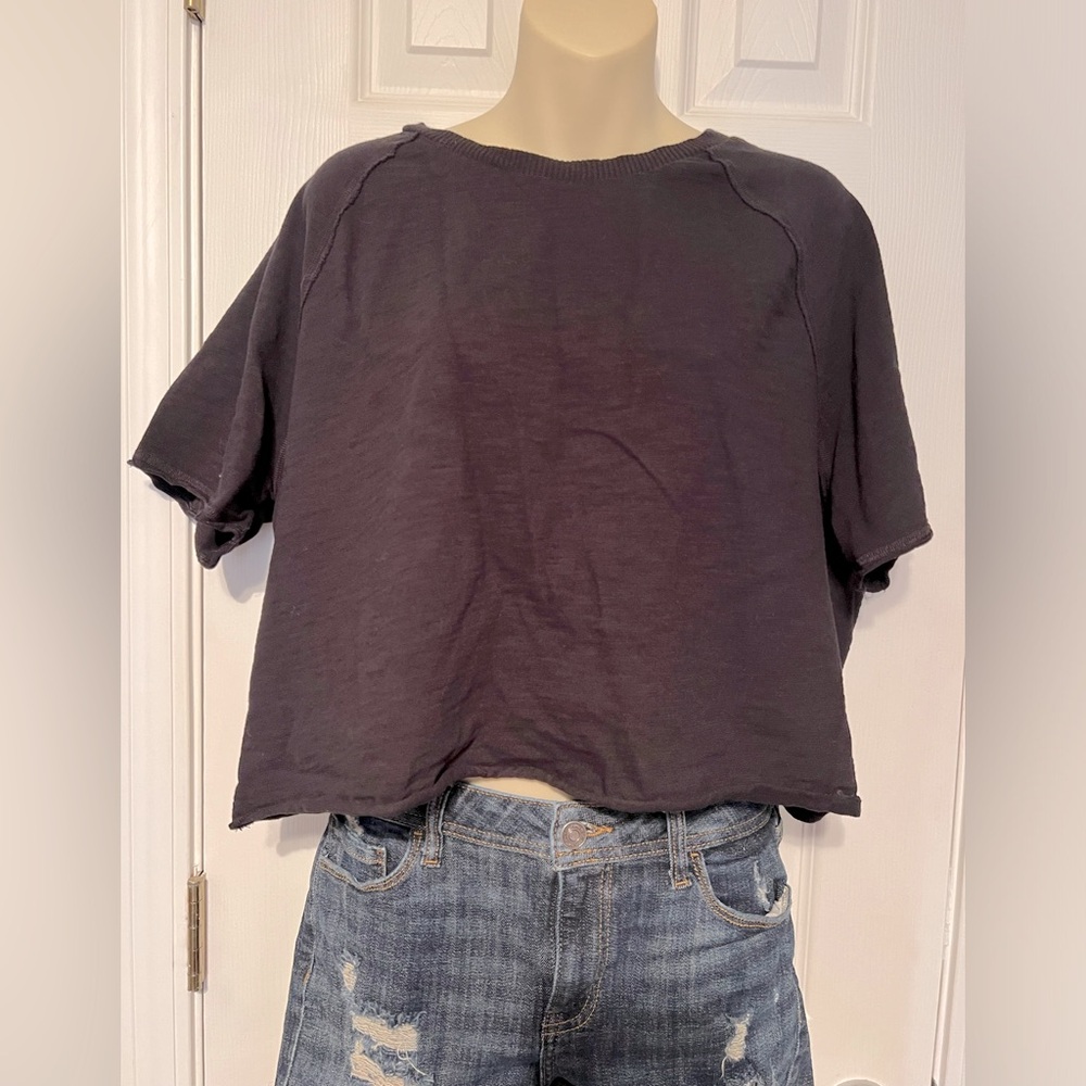 PINK Victoria secret solid black crop top
